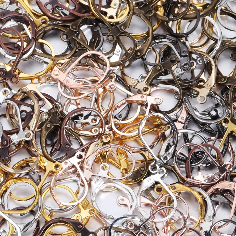 50pcs/lot Hypoallergenic Earring Hooks French Lever back Earwire Stainless Steel Earrings Clasp for Jewelry Making Findings