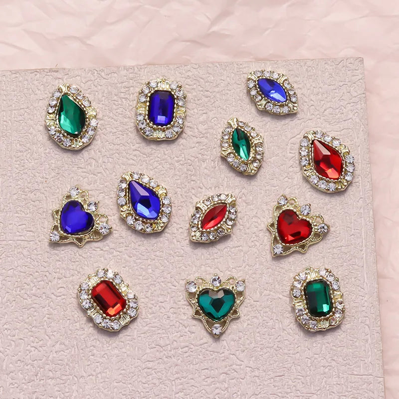 10PCS 3D Luxury Alloy Full Rhinestone Nail Art Charms Jewelry Parts Accessories Diamond Gem Stone For Nails Decoration Supplies