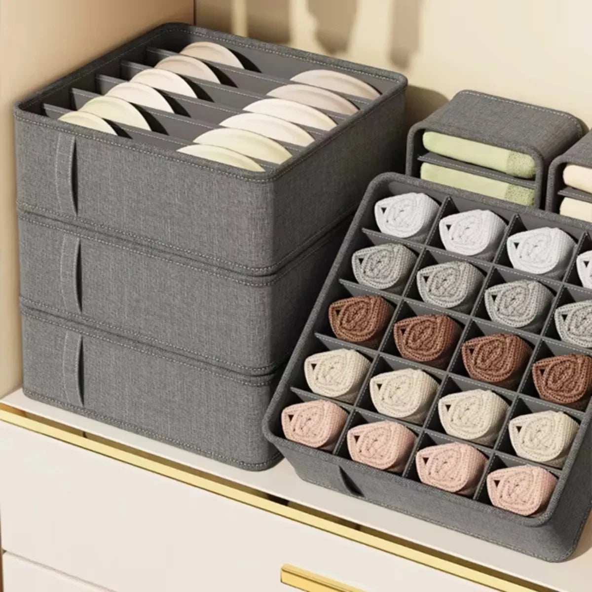 Drawer Fabric Foldable Cabinet Closet Storage Boxes Closet Underwear Organizer Storage Box for Storing Socks Underwear Ties Belt