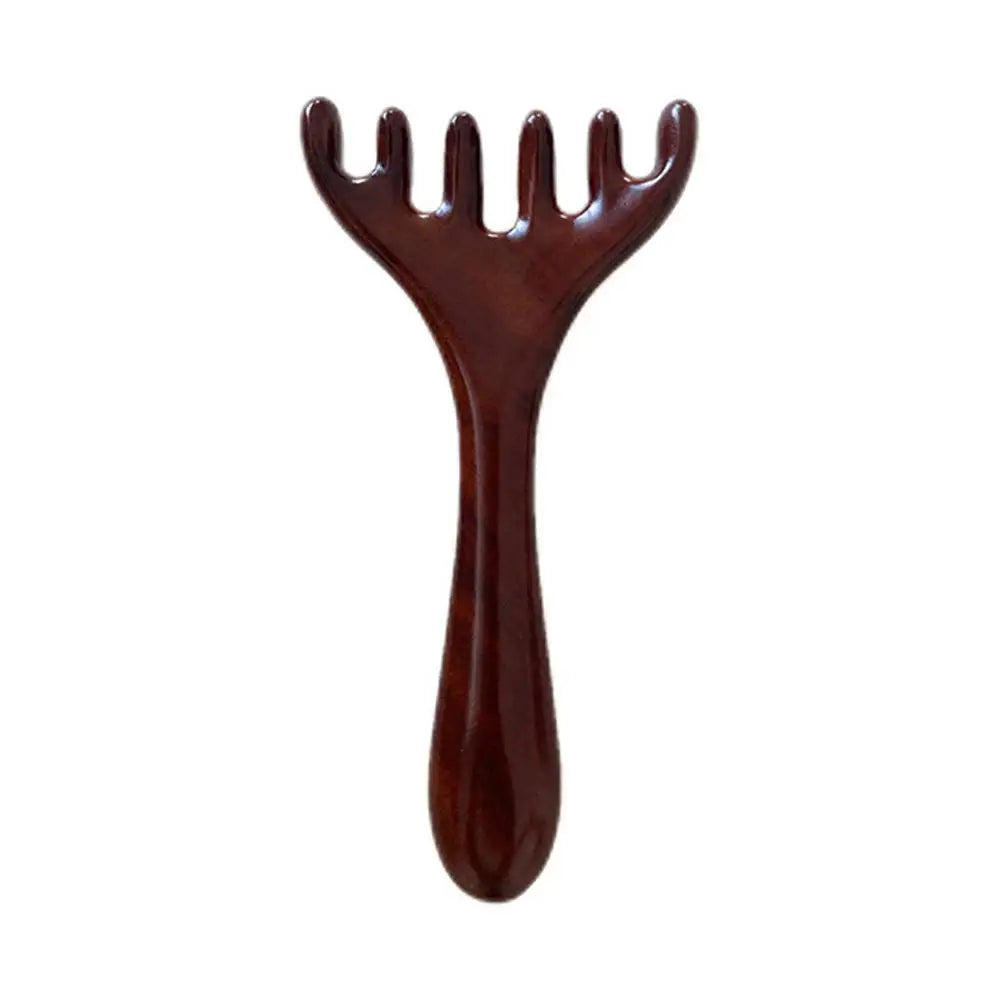 Natural Sandalwood Massage Comb Six-Claw Head Acupoint Massage Gua Sha Tool Neck Face Lifting Scraping Massager