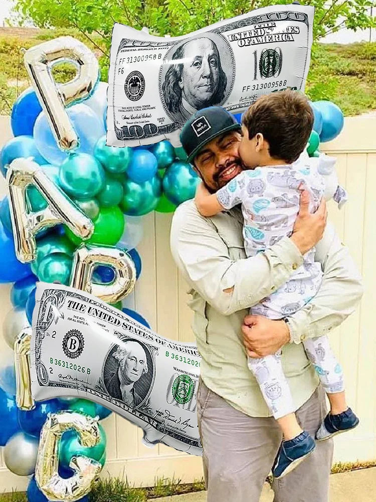 2/4pcs Money Banknote Balloons, Large Size Dollar Counterfeit Reusable Balloons, for Birthday Decoration, Dollar Bill Party Ball
