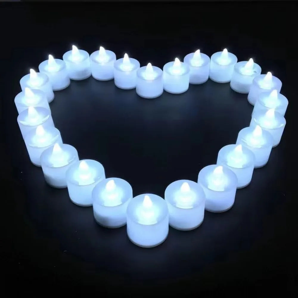 Fake LED Tea Light Flameless Candle, Battery Operated Lamp for Wedding Birthday Home Candlestick Ornament