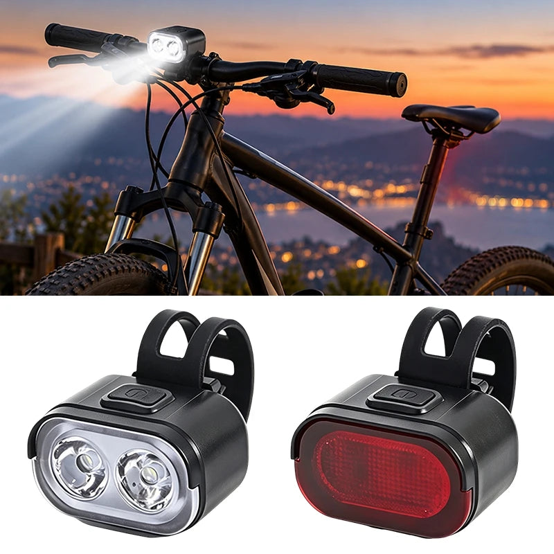 Bicycle Light Bike Headlight Taillight USB Rechargeable LED Front Rear Light Night Riding Safety Cycling Accessories