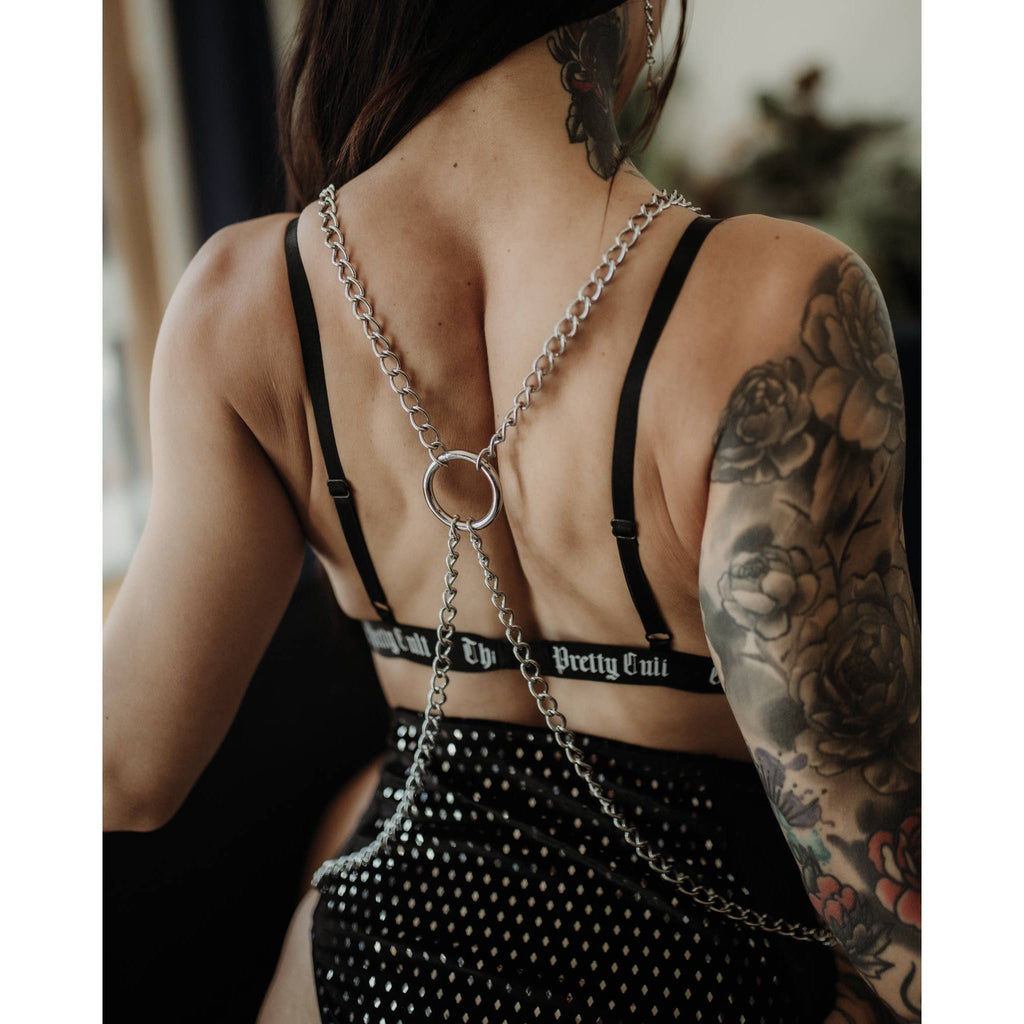 Sacrifiant Harness Body Jewelry | Silver Metal Chain Fashion Harness Accessory