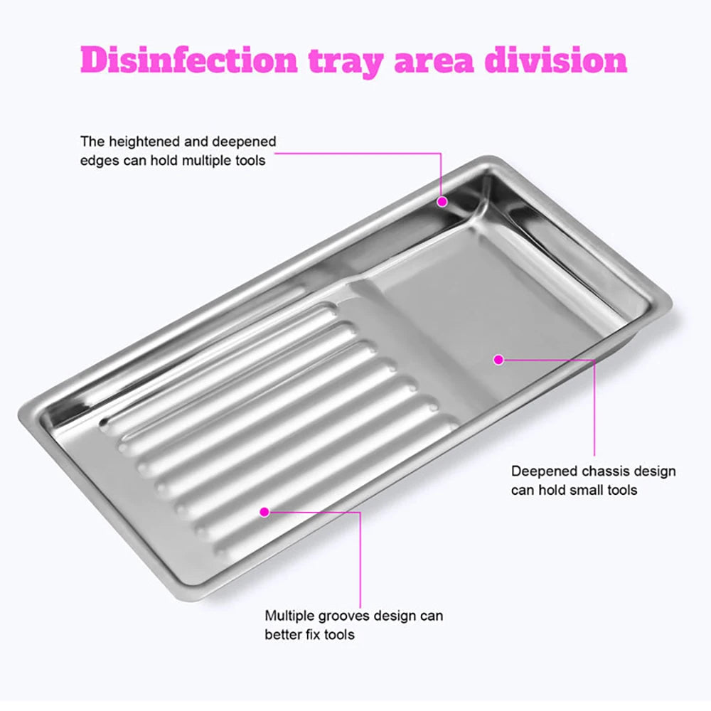 Stainless Steel Nail Decoration Cosmetic Storage Tray Nail Equipment Plate Doctor Surgery Dental Tray Nail Polish Display Tools
