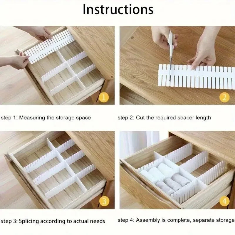 4/8/12PCS Adjustable Drawer Divider Partition Durable Storage Organiser Makeup Sock Underwear Drawer Organizer Board Cabinets