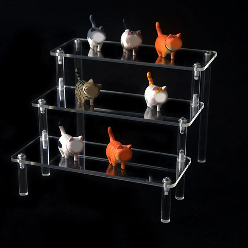 1-5 Tier Acrylic Display Risers Clear Shelf Doll Clay Figurine Display Stand for Desserts Perfume Organizer Showcase W-10