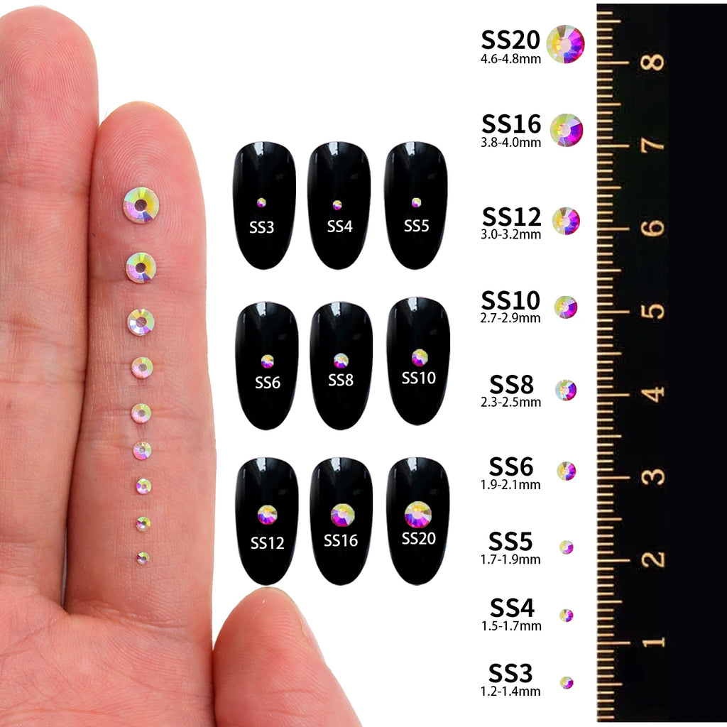 3*3mm Glass Flat Bottom Nail Drill Rhinestones Heart Shape Series Glitter Flatback Crystal For DIY Nail Art Drill Decoration