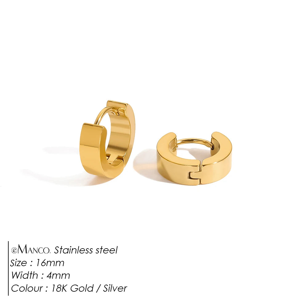 EMANCO Fashion Gold Size Circle Earrings Women's Jewelry Accessories Classic Stainless Steel Earrings Wholesale
