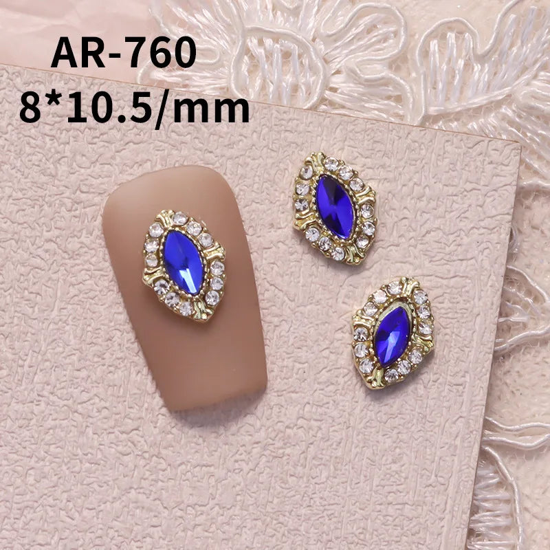10PCS 3D Luxury Alloy Full Rhinestone Nail Art Charms Jewelry Parts Accessories Diamond Gem Stone For Nails Decoration Supplies