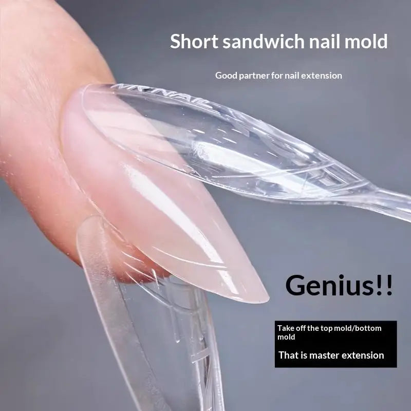 ·New60/240/300 Pcs Sandwich Nail Forms 15 Size Oval Extension Dual Form No Paper Forms Needed For Easy Nail Extensions·
