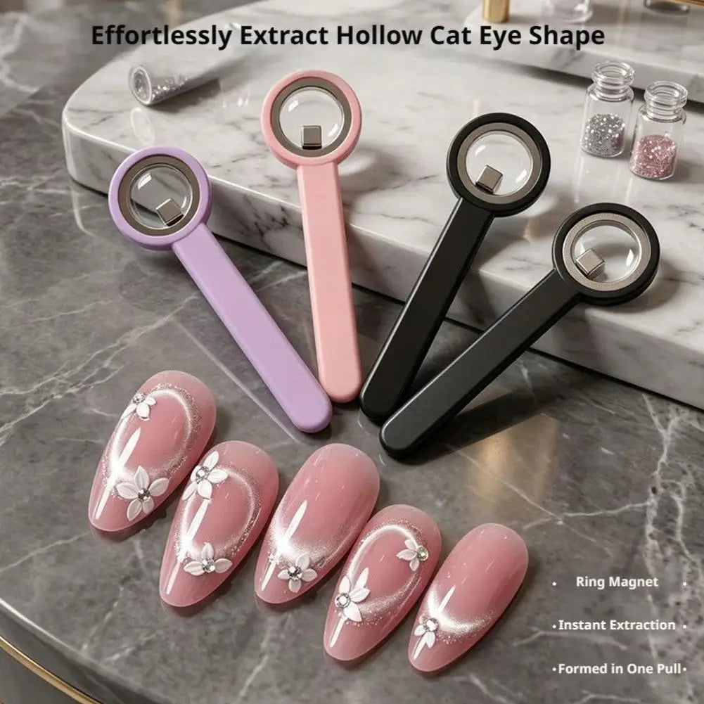 1PCS Circular Cat-Eye Nail Magnet Tool, Powerful Magnetic Ring Design with Ergonomic Handle for Hollow Circle Nail Art