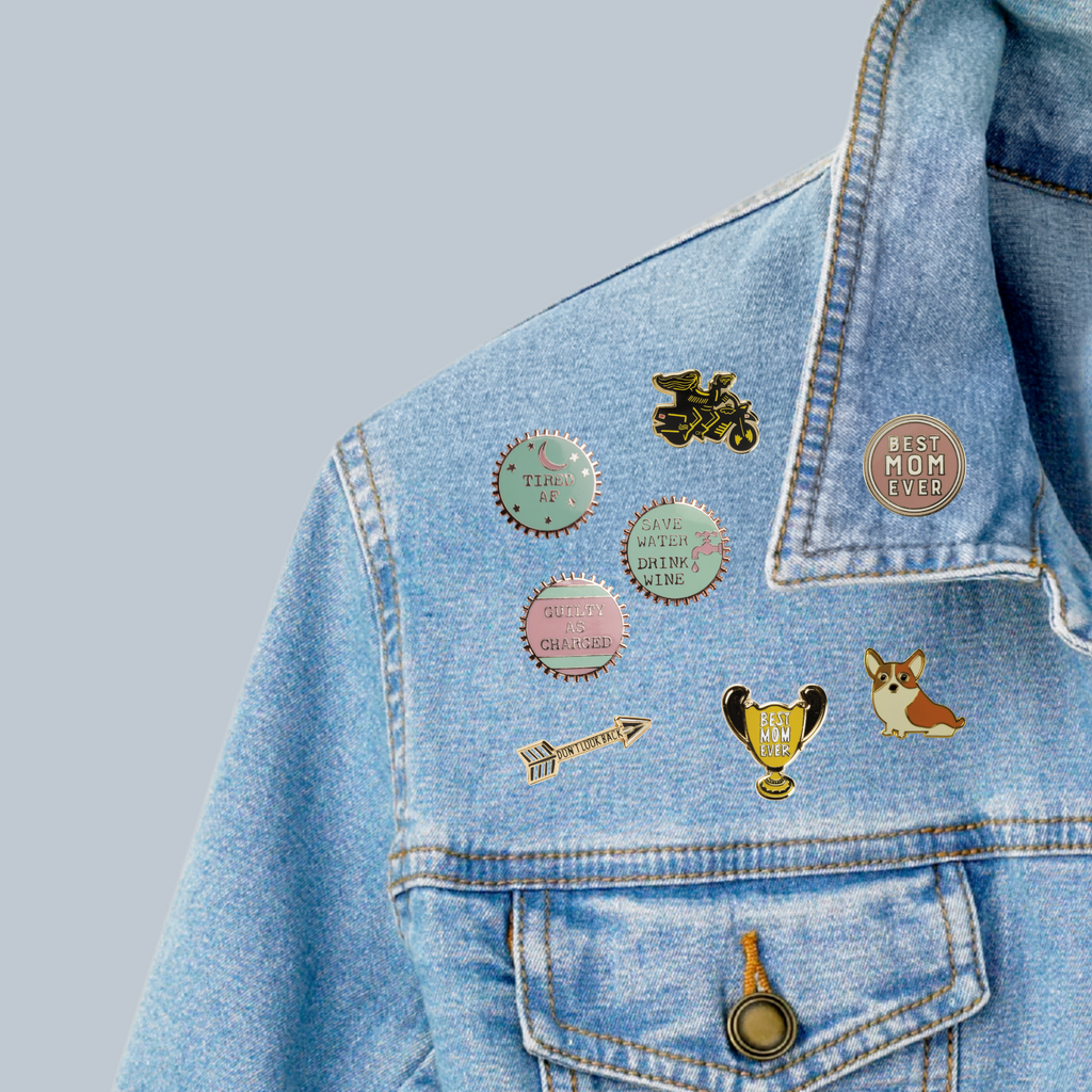 You and I Are More Than Friends, We're Like A Really Small Gang Enamel Pin in Black, Yellow and Gold