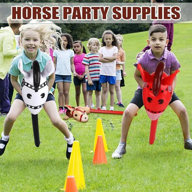 1Pcs Inflatable Horse Head Balloon Blow Up Pony Stick Toy Halloween Party Supplies Inflatable Stick Children's Toys