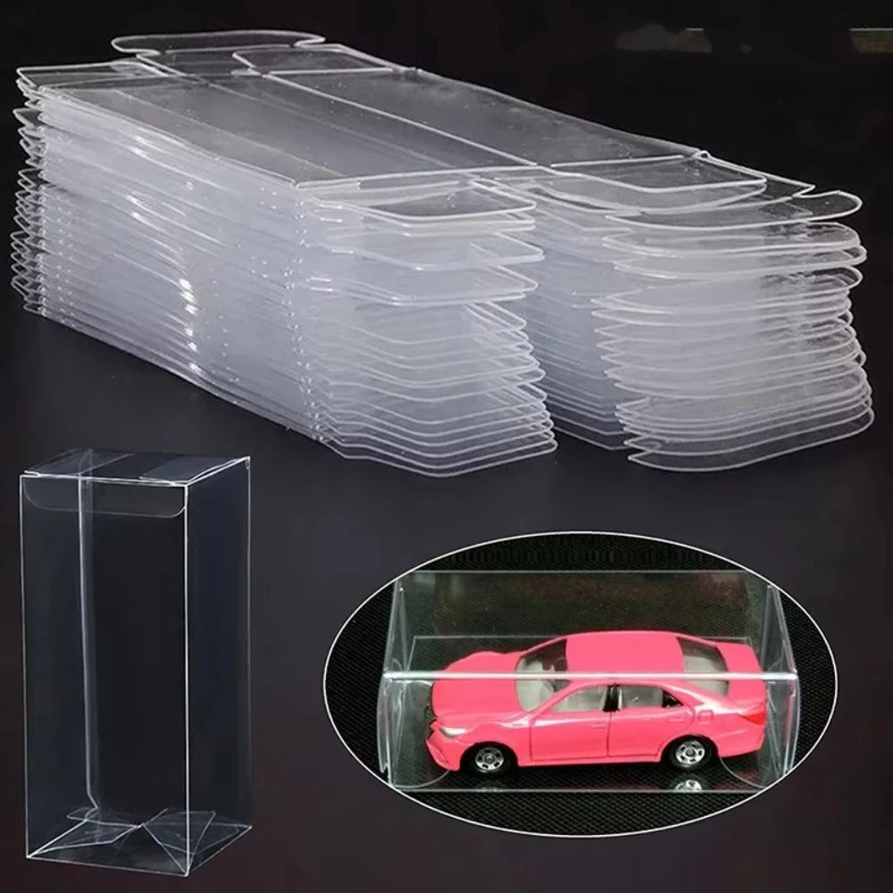 10Pcs Transparent Car Model Display Box 1/64 Toy Car Model Clear Anime Model Protection Showcase Dustproof PVC