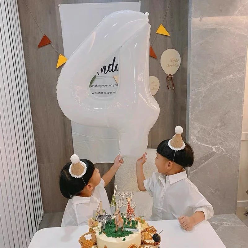32/40inch White Digital Foil Balloon Large Number 0-9 Helium Balloons Wedding Anniversary First Birthday Party Decoration