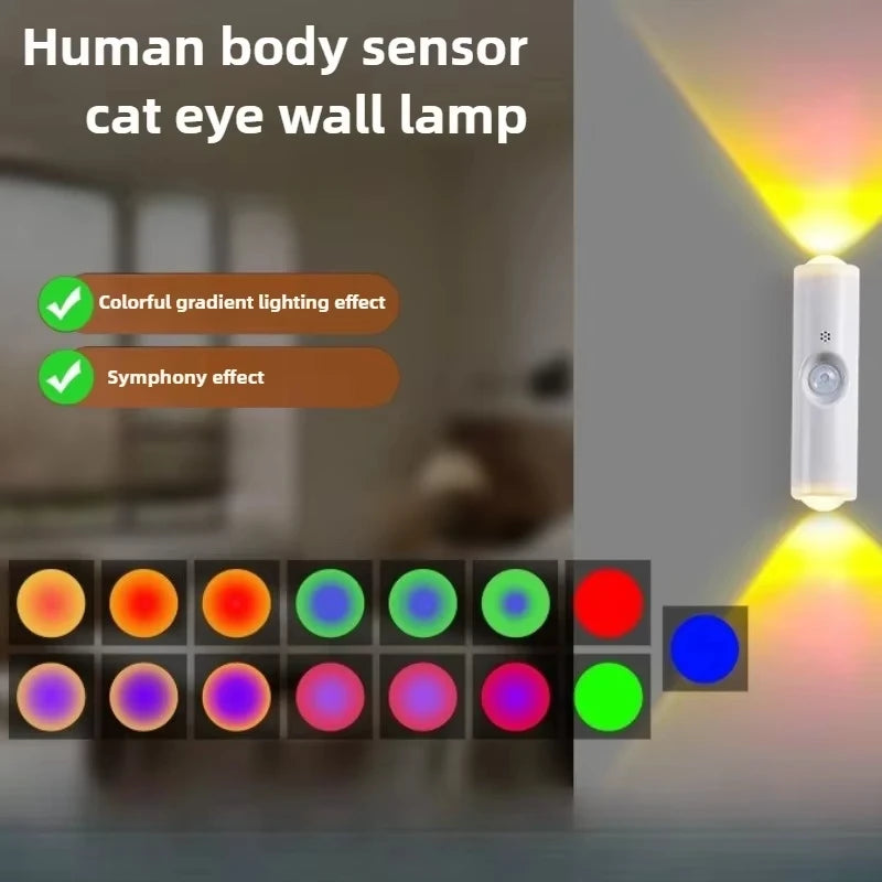 Motion Sensor Night Light 7 Color Change LED Wireless Wall Lamp Magnetic Rechargeable Spotlight for Bathroom Bedroom Living Room