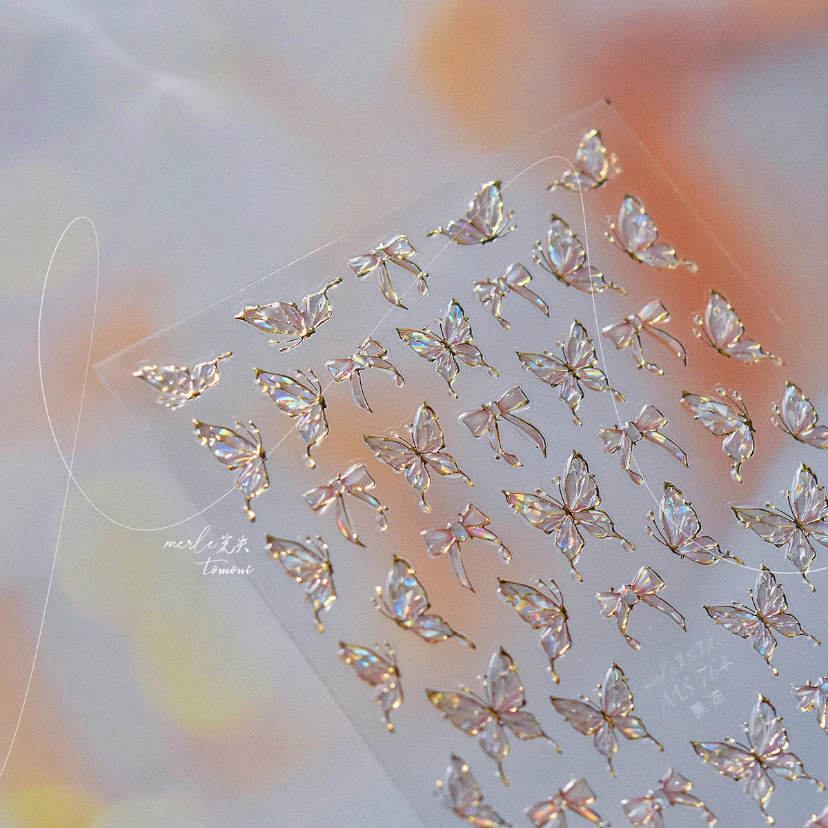 Jelly Nail Stickers Shiny Charming Butterfly Self Adhesive Nail Art Stickers Ribbon Butterfly Nails 3D Decorations Stickers DIY