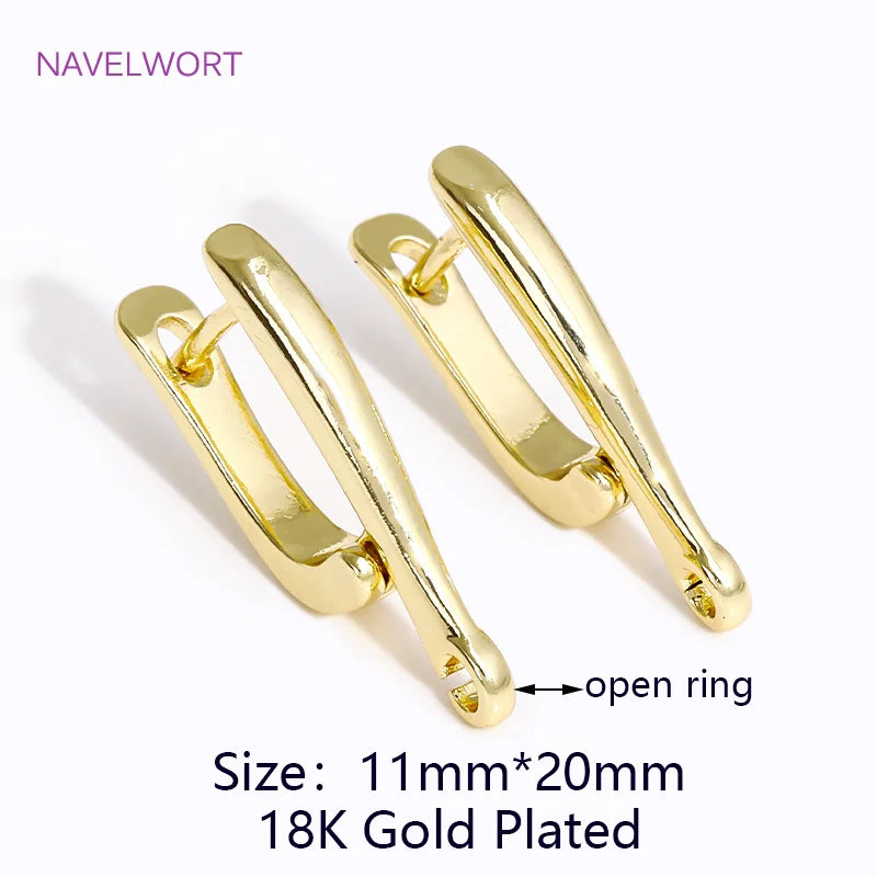 DIY Earring Making Accessories 18K Gold Plated Smooth Earring Hook Clasps Brass Metal Earwires Hooks,Jewelry Making Supplies