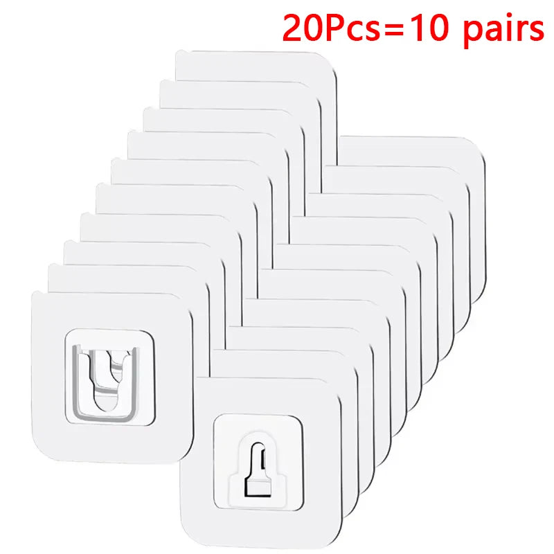 100 Pairs Multi-purpose Transparent Hooks Double-sided Adhesive Wall Hooks Waterproof Clothes Hats Hooks Kitchen Bath Door Hooks