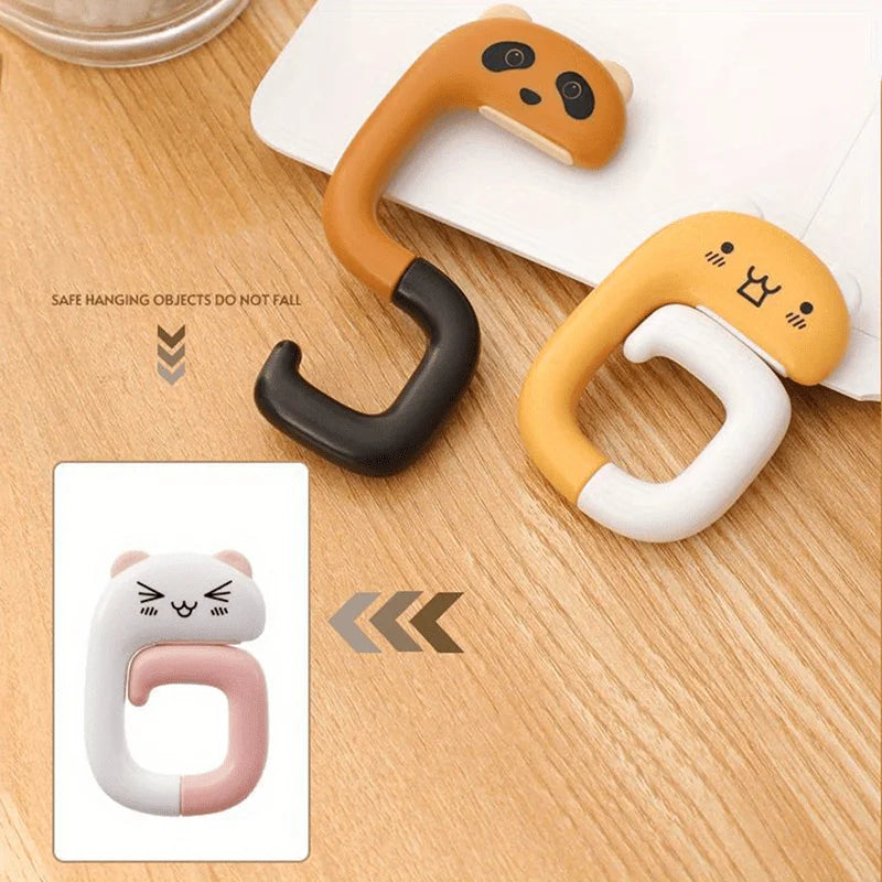 Travel Portable Cute Handbag Hook, Securely Hangs On Any Desktop, Plastic Design with Stretchable Handle, Fashionable Style