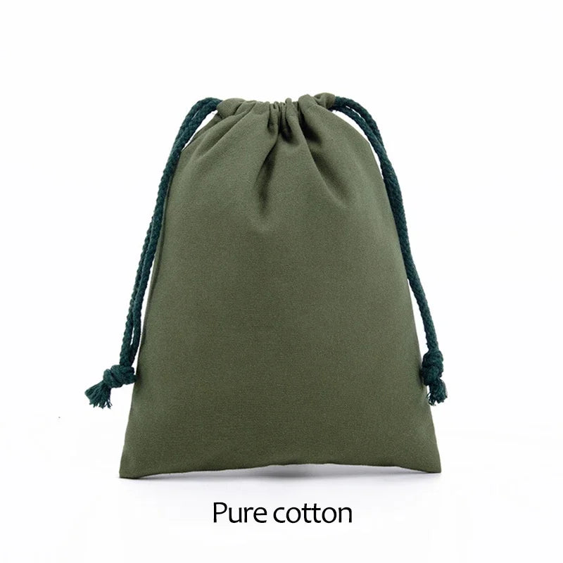 Cotton Cloth Gift Packaging Bag Drawstring Storage Bags White Canvas Bags for Candy Reusable Pouch Home Sundries Organize Sacks