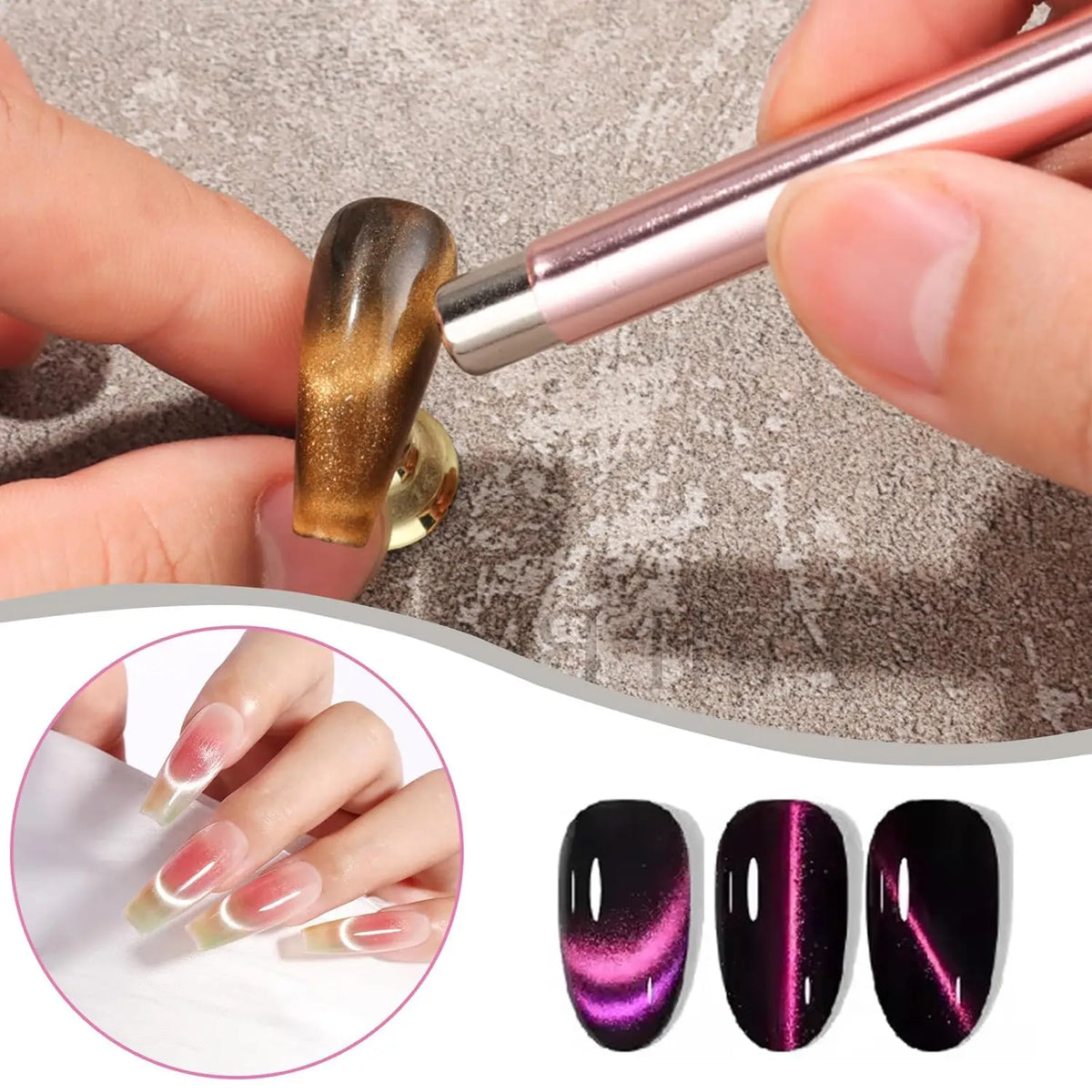 1/9Pcs Round Steel Magnetic Ball Double-Headed Thickened Cat-Eye Magnetic Stick Cylindrical French Magnet Pen Cat Eye Magnet Too