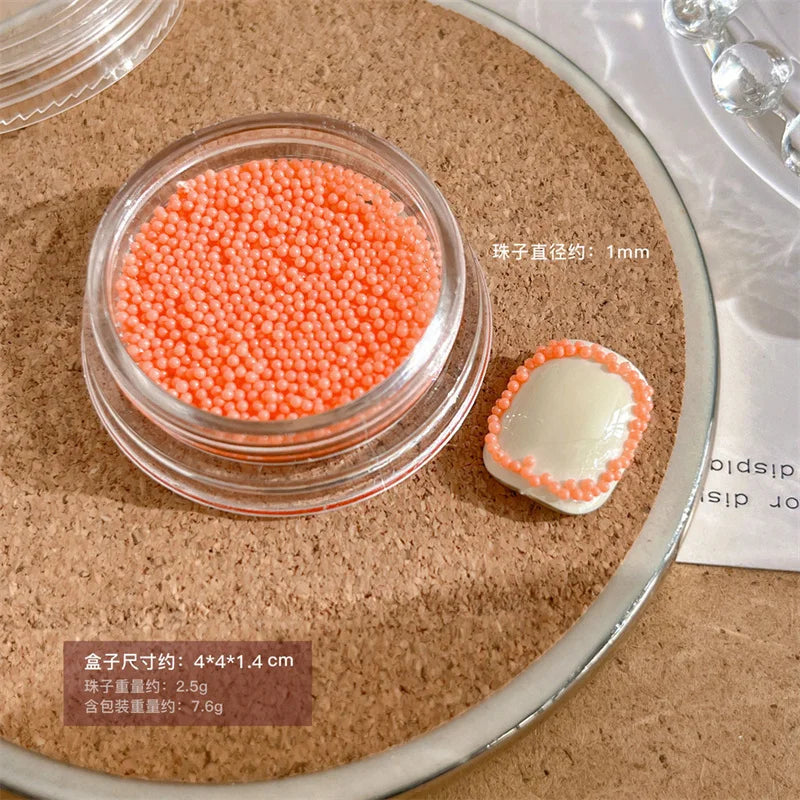 Macaron Bubble Beads Nail Rhinestones 9 Colors Kawaii 3D Resin Round Candy Mini Caviar Beads Nails Charms Manicure Decorations