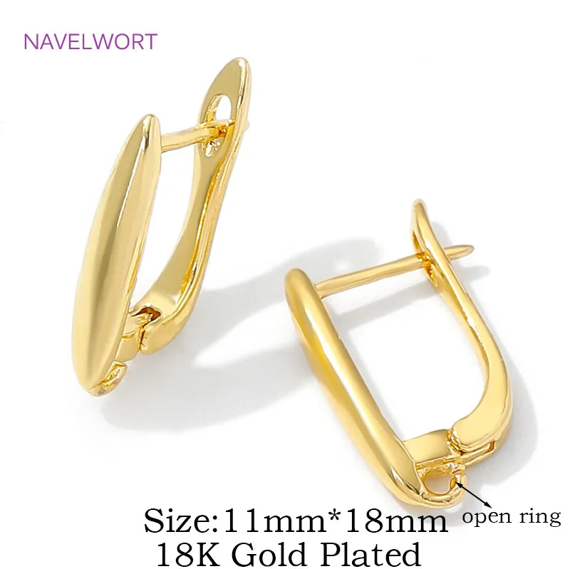 DIY Earring Making Accessories 18K Gold Plated Smooth Earring Hook Clasps Brass Metal Earwires Hooks,Jewelry Making Supplies