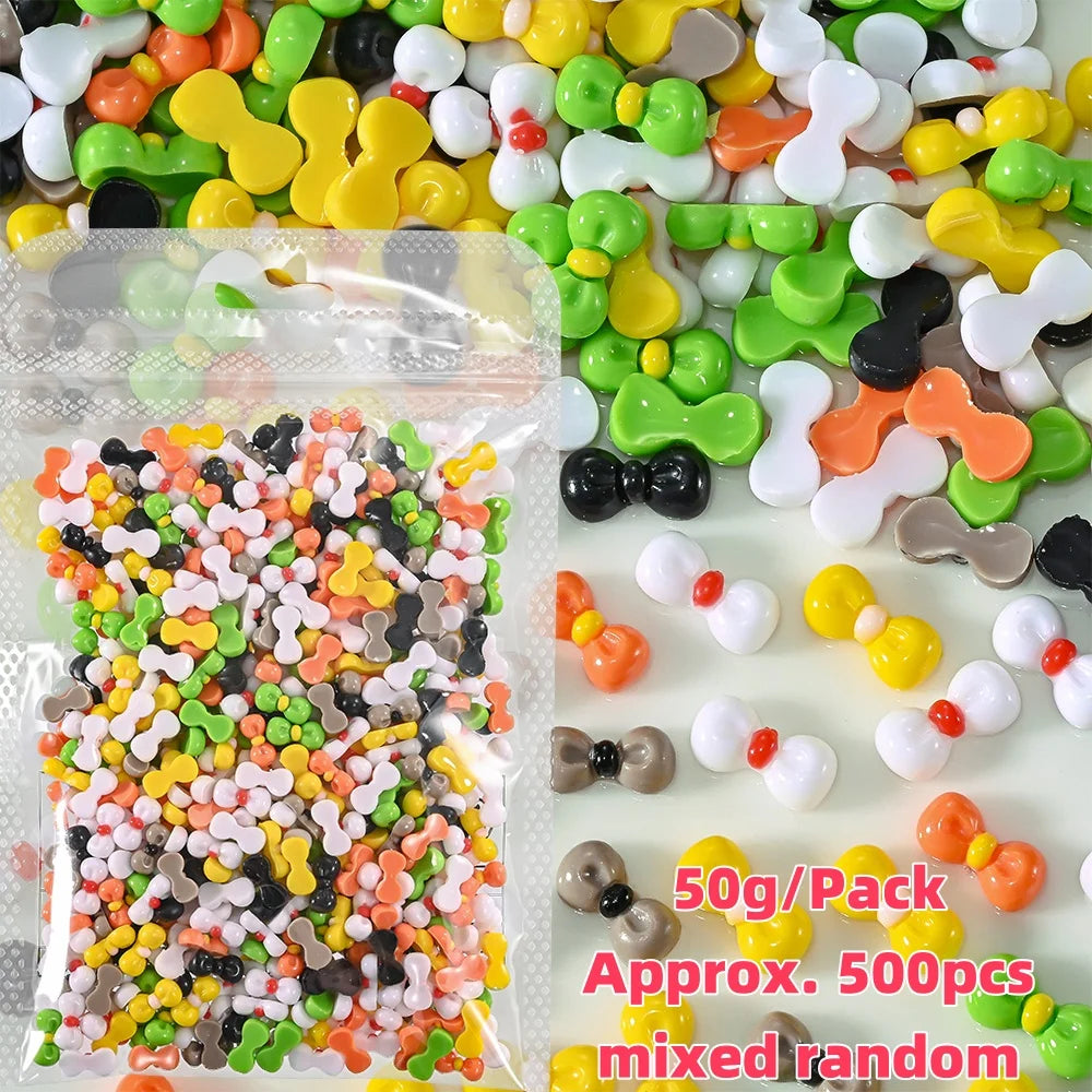 500-600pcs Bow Flower Nail Art Resin Decorations Mix Shapes Nail Charms Press on Manicure Supplies Jewelry Kawaii Accessories *&