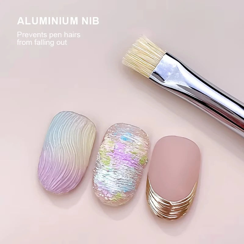 Kaniu 1/2Pcs Hard Bristle Nail Art Brush Beginner Friendly Modeling Brush Gel Painting Stripe Pen for DIY Nail Art Painting Tool