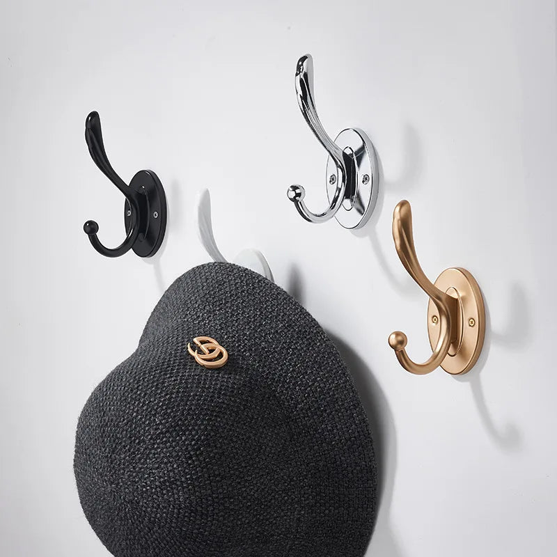 2/4pcs metal wall hooks, wall-mounted aluminum material hooks - Easy to install, adhesive type, suitable for clothes, hats.