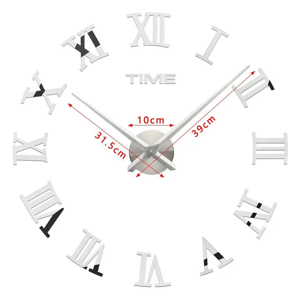 1PC 3D Roman Numerals Mirror Surface Wall Sticker Wall Clock Acrylic Sticker For Office Home Decor