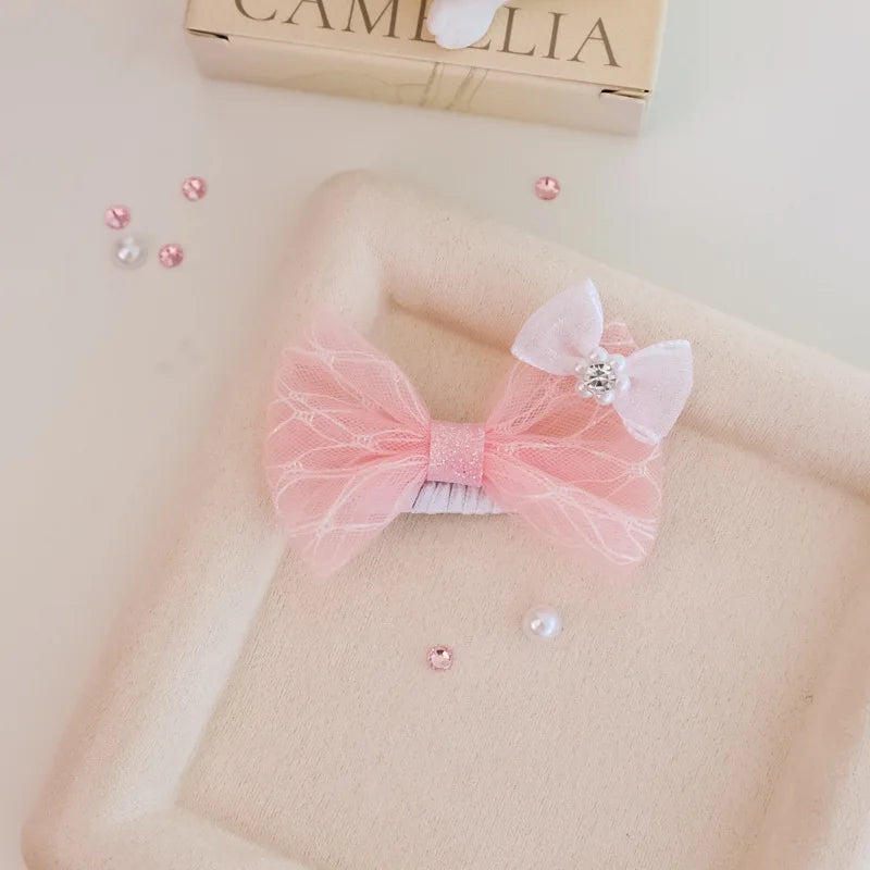 Pet Handmade BB Clip Hair Clip Long Haired Cat Bow Headband Malzis Dog Pink Heart Decoration Dog Accessories for Small Dogs