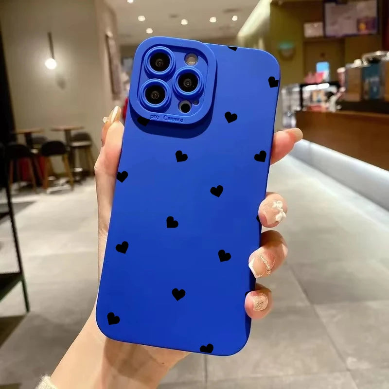 Black Bowknot Love Heart Silicone Soft Phone Case For iPhone 11 12 13 14 15 16 17 Pro Max 16 Plus 16E X XR XS Max 17 Air Cover