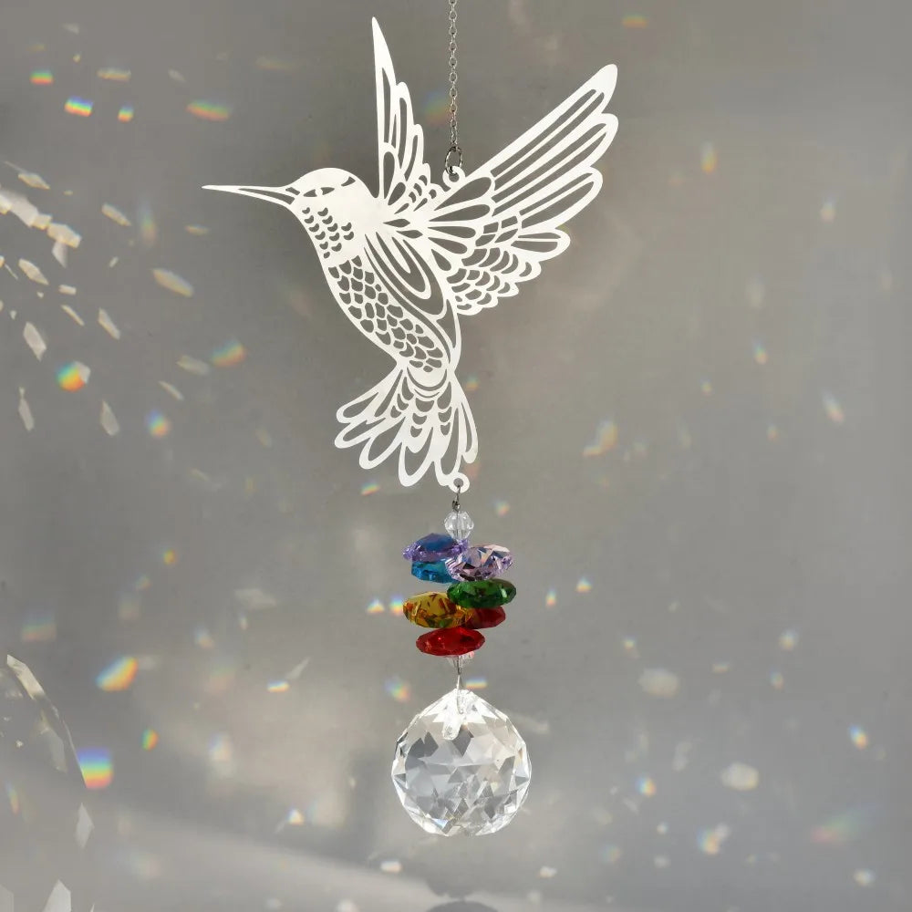 Hummingbird Crystal Prism Sun Catcher Pendant Prisms Rainbow Maker Wind Chimes Window Hanging Ornament Garden Home Decoration