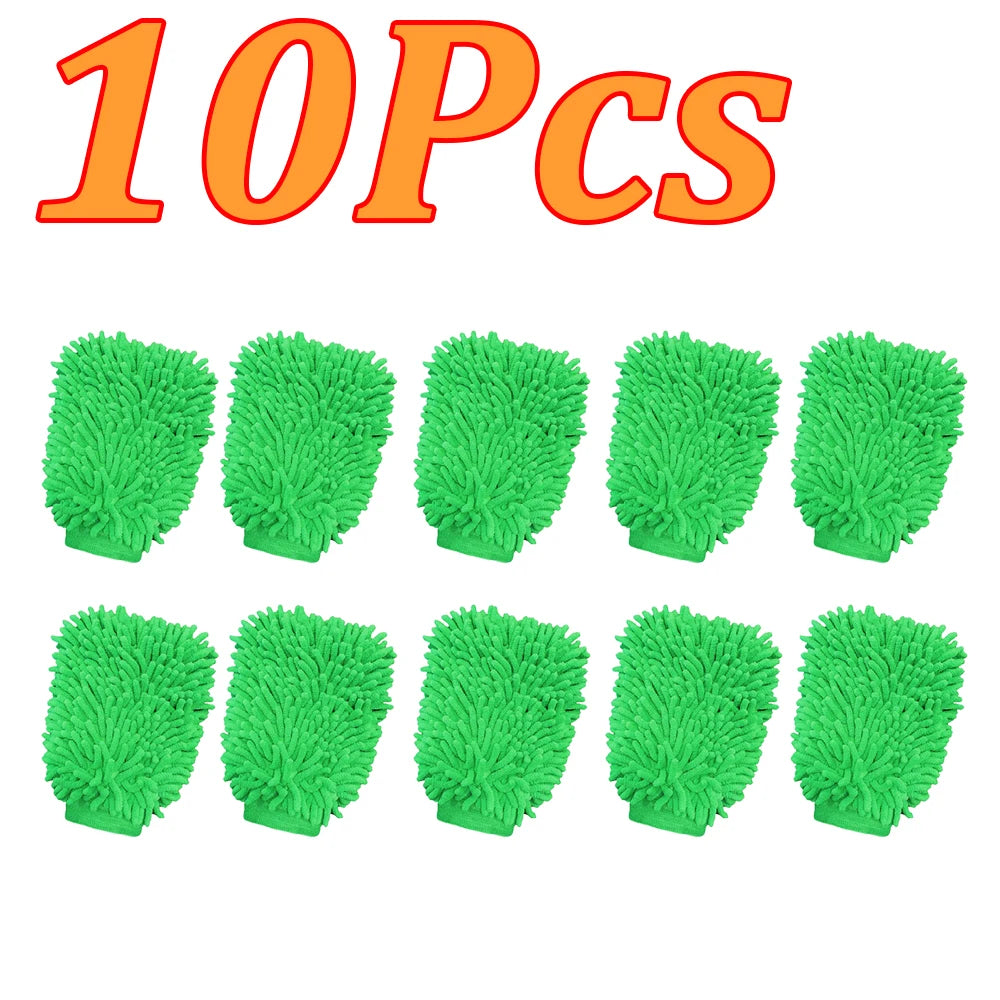1-10Pcs Double Sided Chenille Auto Gloves Microfiber Cleaning Gloves Cleaning Windows Car Wash Kit for Cleaning Cars, Trucks