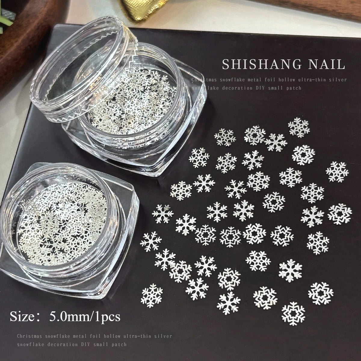 1 Jar Silver Snowflake Christmas Nail Glitter Sequins Ultra-thin 3D Snowflake Xmas Nail Winter DIY Charms Nail Accessories Parts