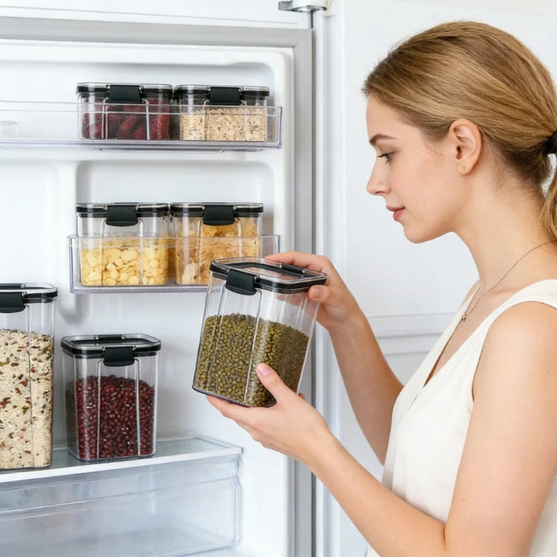 460/700/1300/1800 ML Food Storage Container Set, Transparent Airtight Sealed Canisters, Kitchen Storage Box Food Canister Tanks