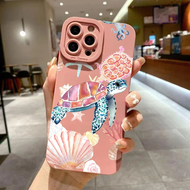 Colorful Painted Soft Silicone Phone Case For iPhone 11 12 13 14 15 16 Pro Max XS X XR 7 8 Plus 16E Shockproof TPU Cover