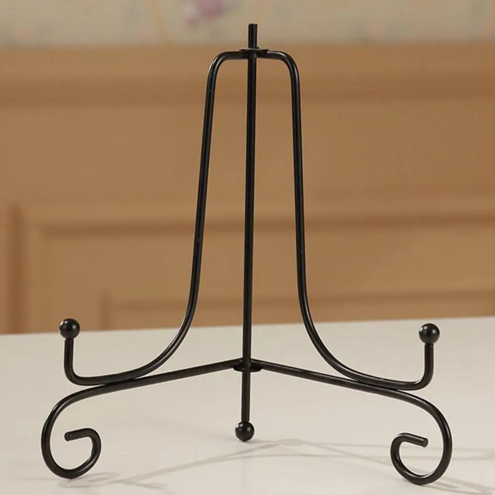 Art Bowl Picture Frame Photo Pedestal Easel Black Iron Display Stand Plate Rack