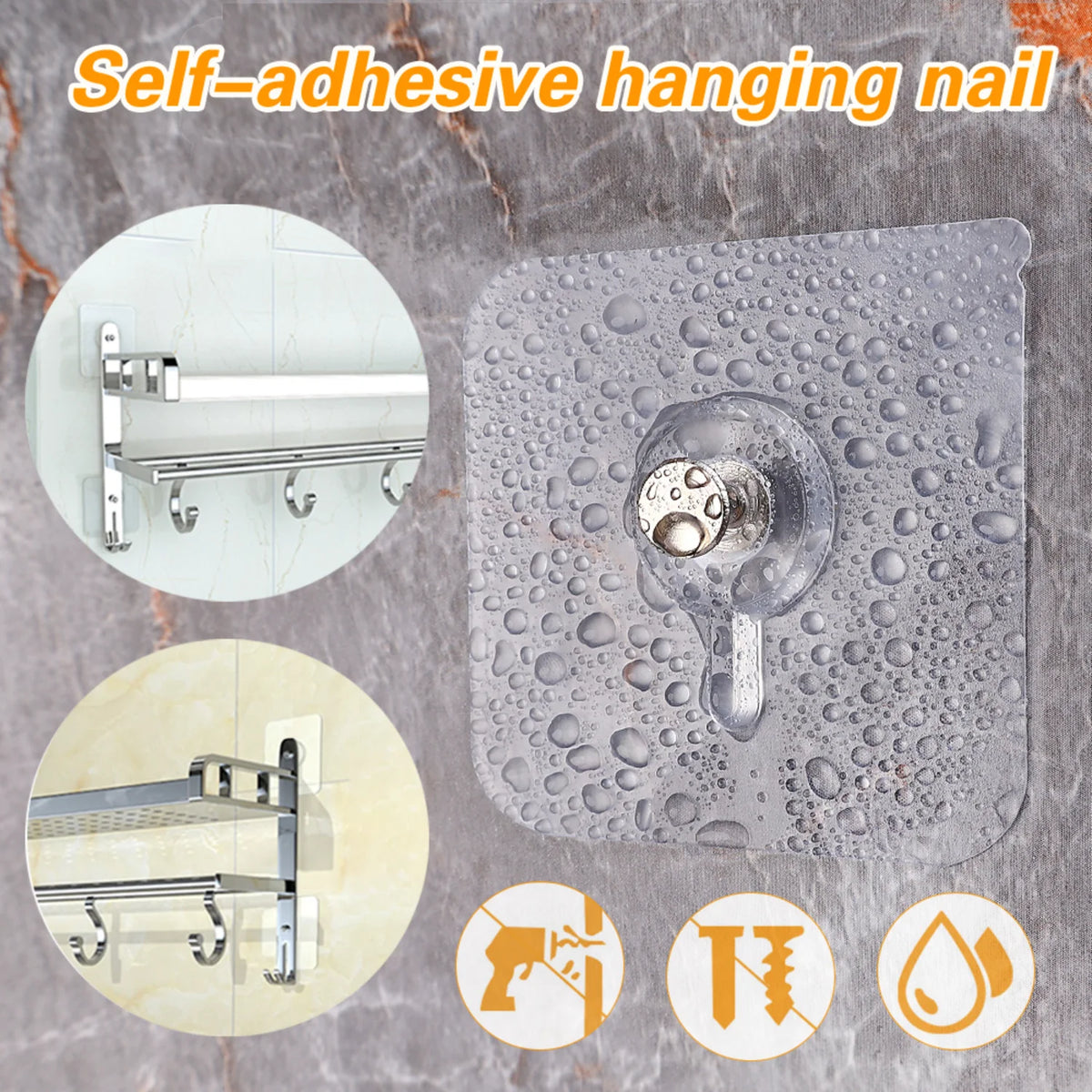 10-100PCS No Drilling Adhesive Wall Hooks Picture Frame Holder Poster Photo Clock Hooks Waterproof Bathroom Hanger Screw Hooks