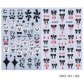 2pcs Halloween Nail Stickers Wacky Expression Clown Face Bowknot Star Pattern Nail Decals DIY Manicure Decoration Nail Supplies