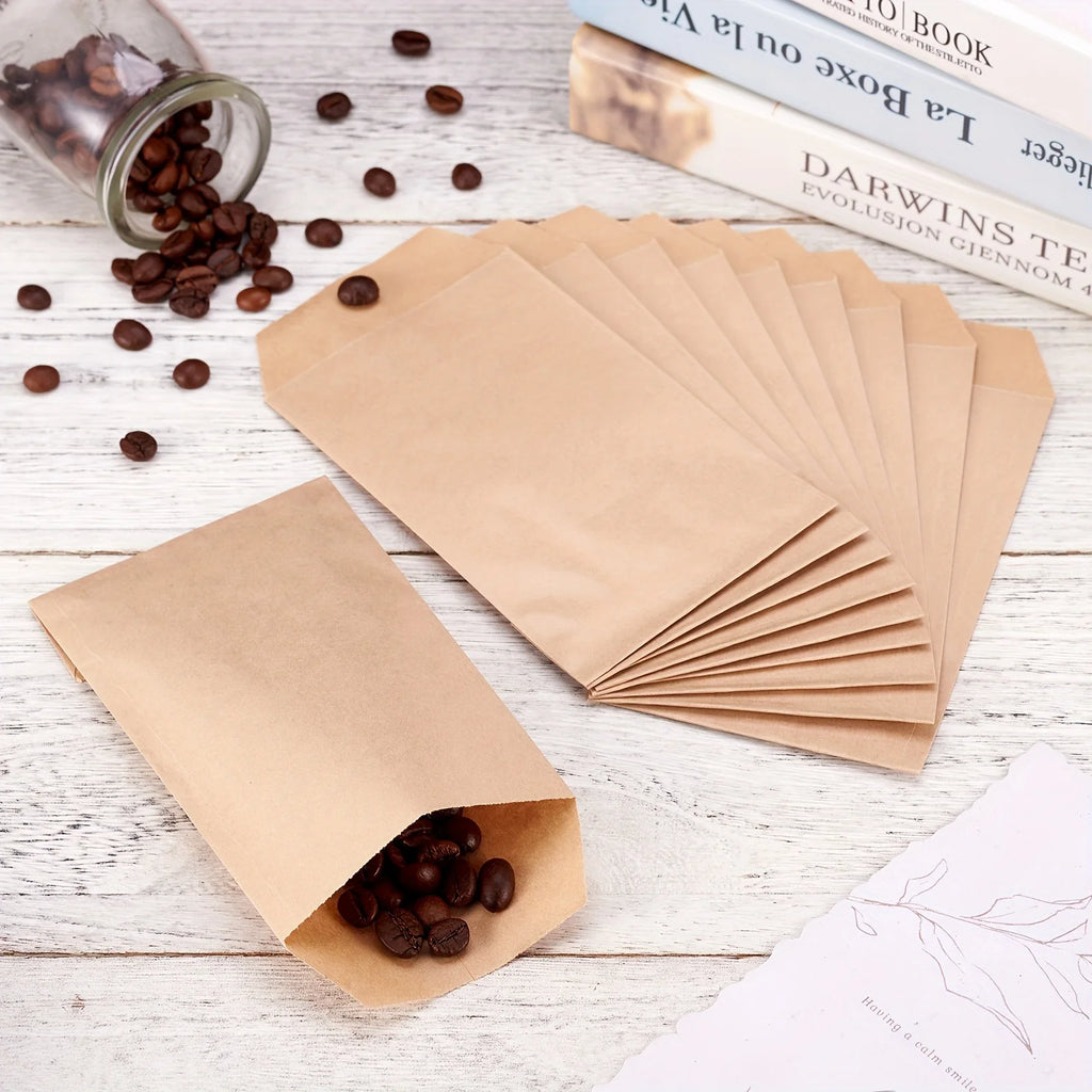 50 pcs 8.3x15x0.02cm Kraft Paper Jewelry Storage Bags - Rectangle Shape, No Handle, Small Size, Durable, Recyclable,