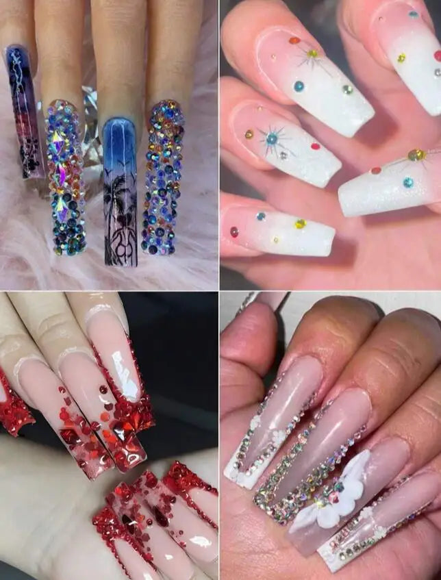 12Grids 6000pcs 3D Resin Nail Art Rhinestones with Tools 2mm Brilliant Diamond Nail Charms for DIY Clothes Phone Case