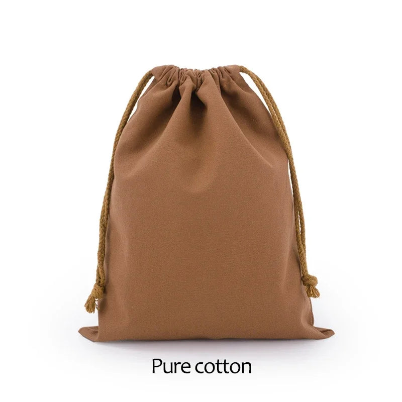 Cotton Cloth Gift Packaging Bag Drawstring Storage Bags White Canvas Bags for Candy Reusable Pouch Home Sundries Organize Sacks