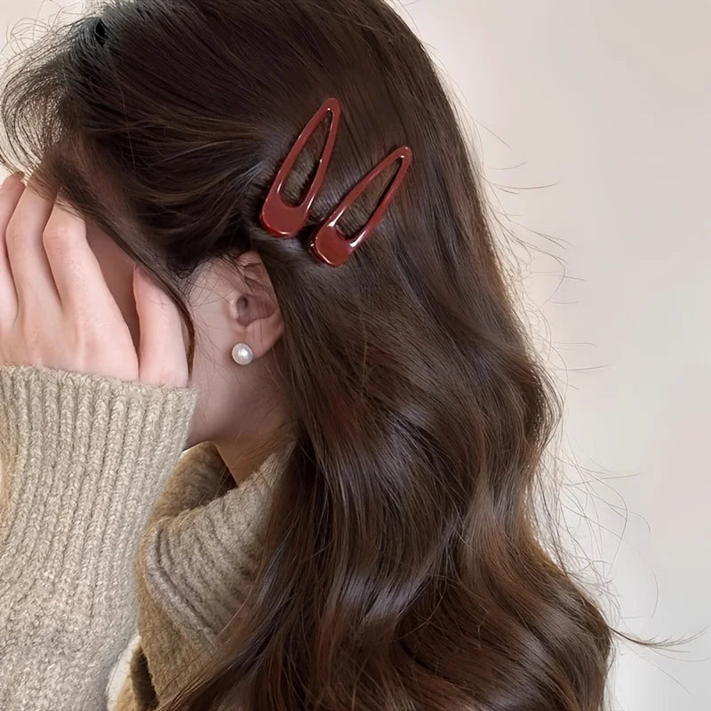 2pcs Set Burgundy Hair Clips - Non-Slip Durable Rectangular Hair Claw Clips, Elegant & Minimalist Hair Accessories for Braids