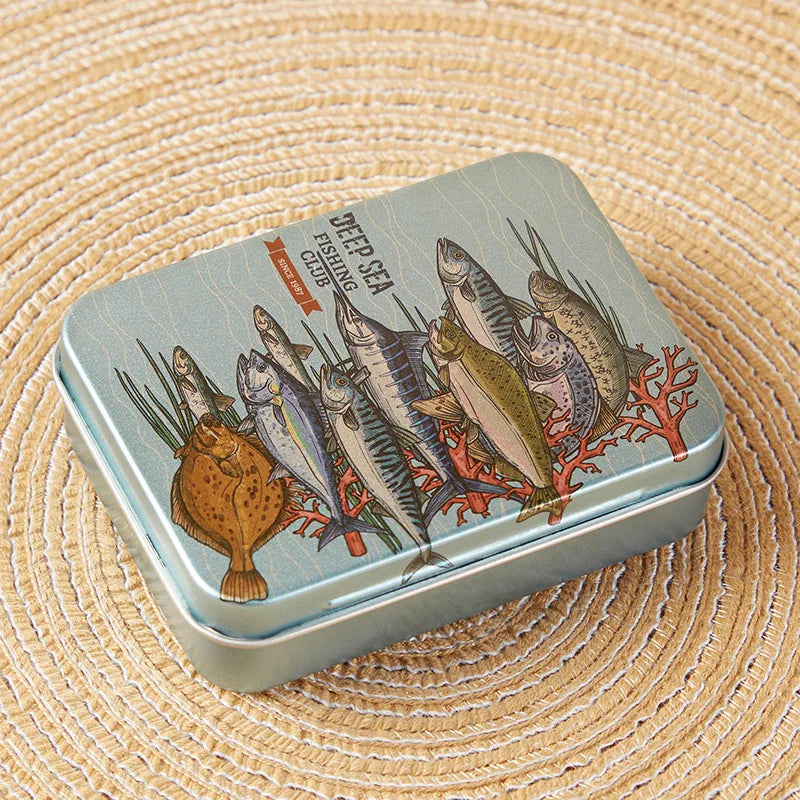Cartoon Rectangular Tin Tobacco Flip Cover Case Small Card Fishing Tool Storage Box Packaging Iron Box Hairpin Jewelry Metal Box