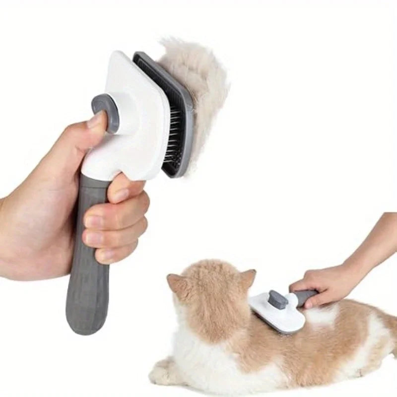 1 Cat and Dog Self-Cleaning Rake Brush, Pet Skin Friendly Beauty Brush, For Hair Removal of Dogs and Cats, Easy to Disassemble