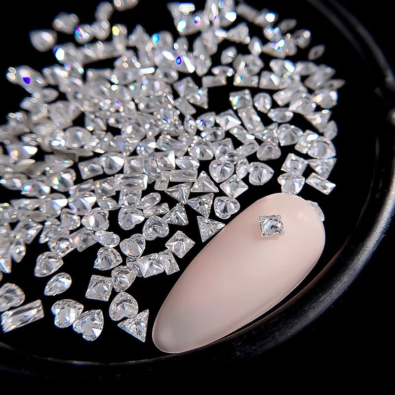 50-100Pcs Sparkle White Horse Eye Zircon Nail Rhinestones Flat Bottom Water Drop Shape Nail Art Gems Manicure Gel Polish Decor